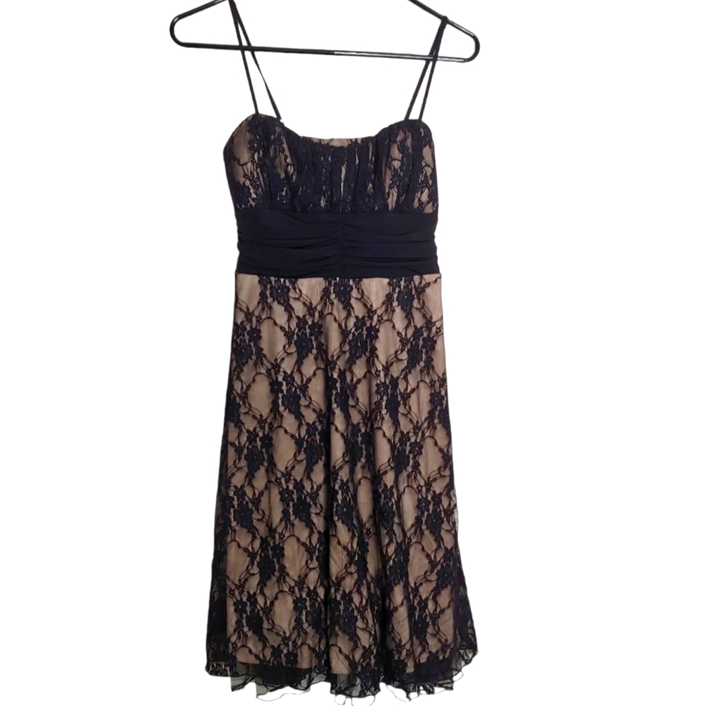 Speechless Black Brown Lace Spaghetti Strap Cocktail Mini Prom Dress Size Medium